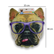 Careta de bulldog con gafas, foam, para niños para combinar con disfraces para carnaval, halloween y celebraciones. Tamaño: 38 x 35 x 4 cm