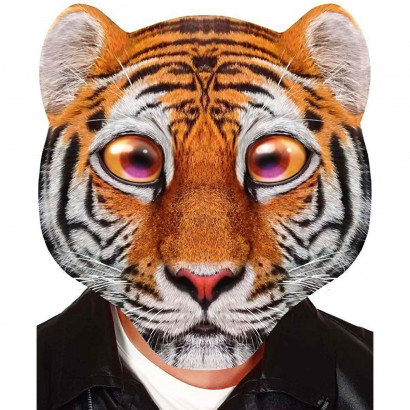 Careta de bebé tigre para niños para combinar con disfraces para carnaval, halloween y celebraciones. Tamaño: 37 x 33 x 3 cm