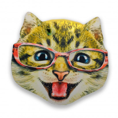 Careta de gato con gafas, foam, para niños para combinar con disfraces para carnaval, halloween y celebraciones. Tamaño: 34 x 34 x 4 cm