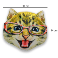 Careta de gato con gafas, foam, para niños para combinar con disfraces para carnaval, halloween y celebraciones. Tamaño: 34 x 34 x 4 cm