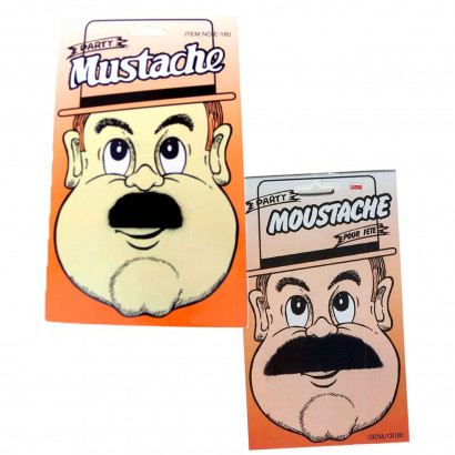 Bigote adhesivo de color negro de modelos aleatorios para jóvenes y adultos para carnaval, halloween y celebraciones. Tamaño: 7 x 9 x 0,2 cm