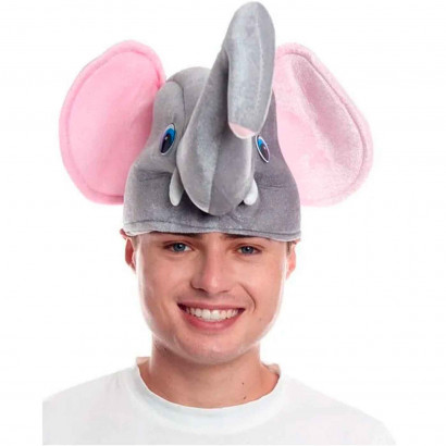 Gorro de elefante de color gris con orejas y ojos para niños, complemento para carnaval, halloween y otras celebraciones. Talla Infantil.