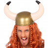 Tradineur - Casco de vikingo color bronce, ideal para complementar disfraces en carnaval, halloween y celebraciones. Tamaño: 22