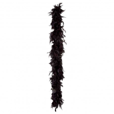 Tradineur - Boa de plumas de color negro para jóvenes y adultos, complemento para carnaval, halloween, fiestas, celebraciones. L