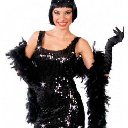 Tradineur - Boa de plumas de color negro para jóvenes y adultos, complemento para carnaval, halloween, fiestas, celebraciones. L