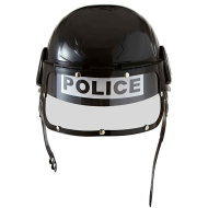 Casco de policía con visor color negro para niños para carnaval, halloween, fiestas y celebraciones. 12 x 20 x 22 cm