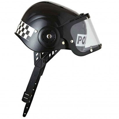 Casco de policía con visor color negro para niños para carnaval, halloween, fiestas y celebraciones. 12 x 20 x 22 cm