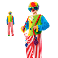 Disfraz de payaso arcoiris, fibra sintética, incluye camiseta y pantalón, accesorios no incluidos, carnaval halloween, adulto, talla S