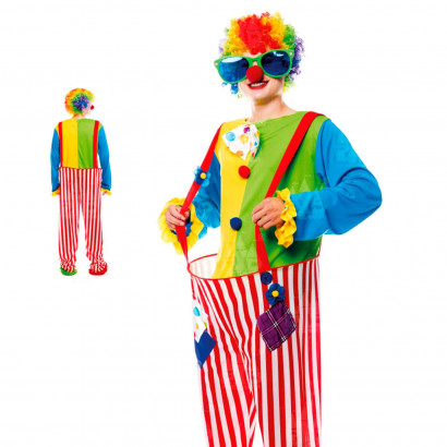 Disfraz payaso de arcoiris, fibra sintética, incluye camiseta y pantalón, accesorios no incluidos, carnaval halloween, adulto, talla L