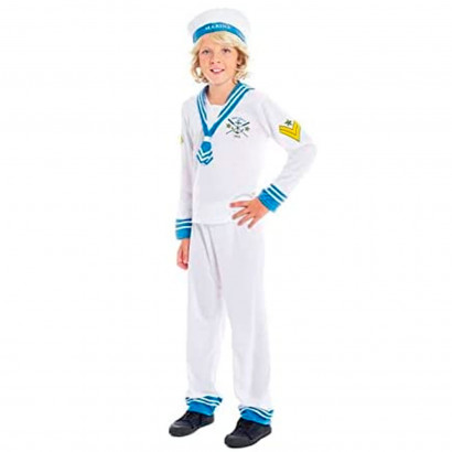 Disfraz marinero color blanco con detalles azules de 3 - 4 años para las fiestas carnavales, fiestas, celebraciones.