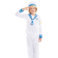 Disfraz marinero color blanco con detalles azules de 3 - 4 años para las fiestas carnavales, fiestas, celebraciones.