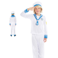 Disfraz marinero color blanco con detalles azules de 3 - 4 años para las fiestas carnavales, fiestas, celebraciones.