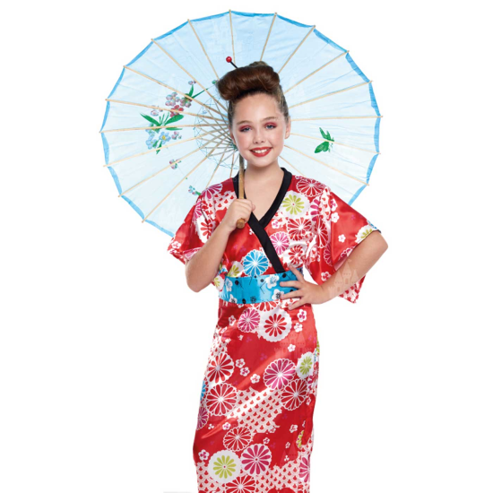 Disfraz de geisha de niña, fibra sintética, vestido y cinturón, diseño tradicional, carnaval, halloween, cosplay, fiestas, infantil (10-12 años)