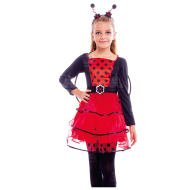 Disfraz de mariquita infantil, fibra sintética, incluye vestido, diadema y alas, carnaval, halloween, cosplay, fiestas, niñas (3-4 años)