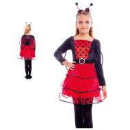 Disfraz de mariquita infantil, fibra sintética, incluye vestido, diadema y alas, carnaval, halloween, cosplay, fiestas, niñas (3-4 años)