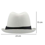 sombrero fedora de color blanco para jóvenes y adultos para carnaval, halloween, fiestas y celebraciones. 15 x 23 x 28 cm