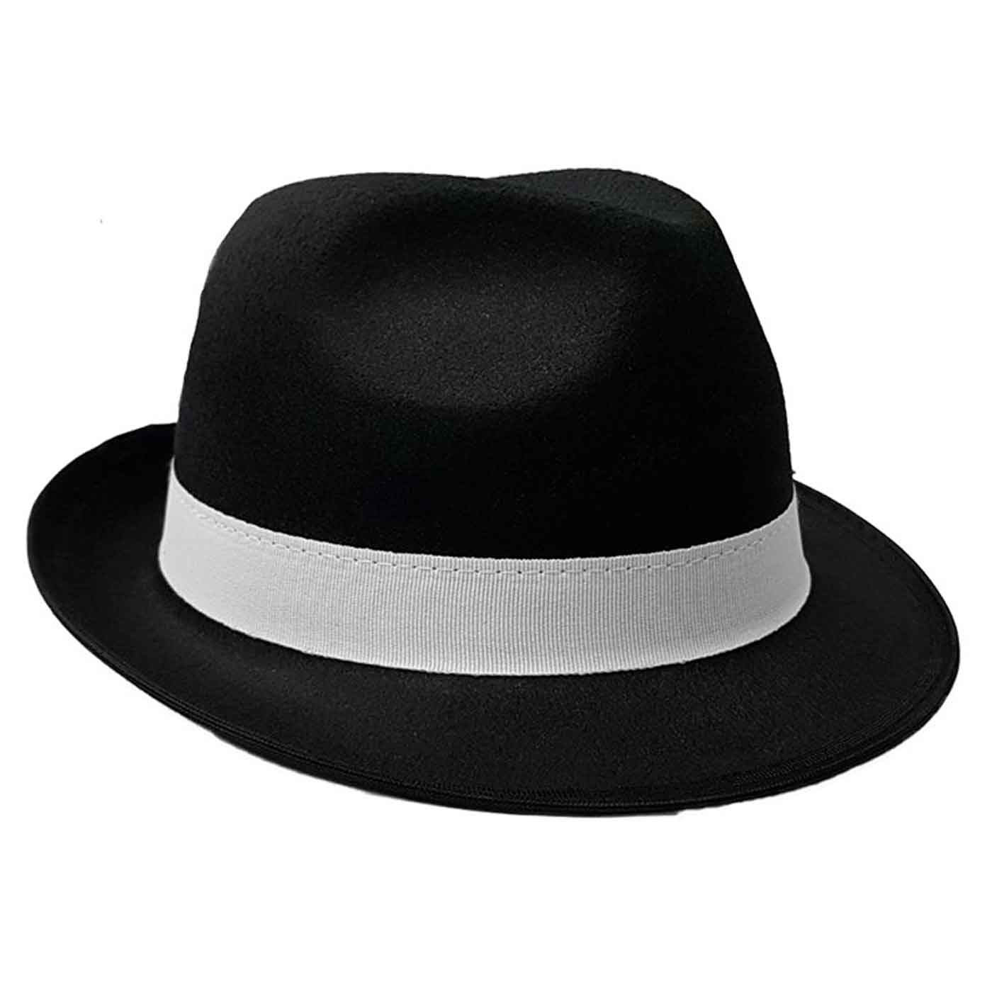 sombrero fedora de color negro para jóvenes y adultos para carnaval, halloween, fiestas y celebraciones. 15 x 23 x 28 cm