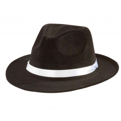 sombrero fedora de color negro para jóvenes y adultos para carnaval, halloween, fiestas y celebraciones. 15 x 23 x 28 cm