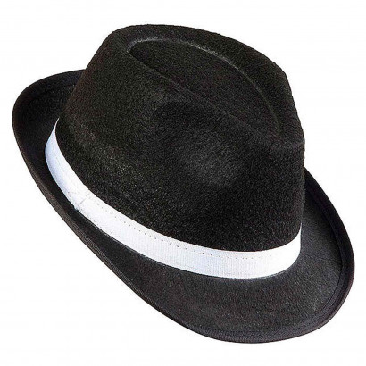 sombrero fedora de color negro para jóvenes y adultos para carnaval, halloween, fiestas y celebraciones. 15 x 23 x 28 cm