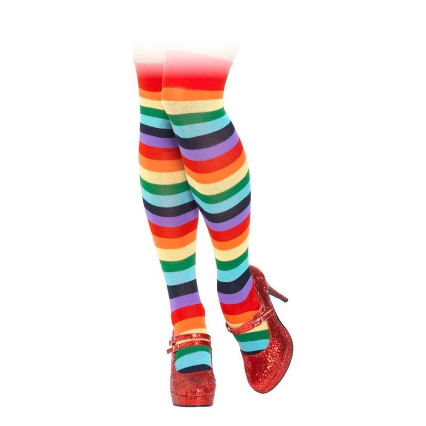 Medias multicolor para jóvenes y adultos, complemetos de disfraces para carnaval, halloween u otras celebraciones. 165/180 cm