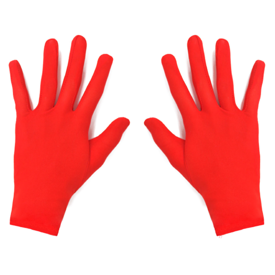 Guantes cortos de poliéster para disfraz, accesorio de carnaval, halloween, cosplay, fiestas, cumpleaños (Rojo, adulto, talla única)