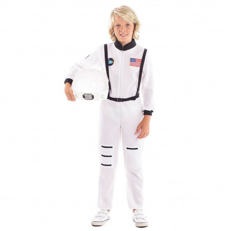 Disfraz de astronauta infantil, fibra sintética, incluye mono y arnés, carnaval, halloween, cosplay, fiestas, niños, blanco (3-4