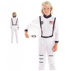 Disfraz de astronauta infantil, fibra sintética, incluye mono y arnés, carnaval, halloween, cosplay, fiestas, niños, blanco (3-4