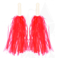 Pompones de animadora de plástico, deporte, complemento de disfraz, carnaval, halloween, cosplay, fiesta, baile, adulto, 34 cm, rojo