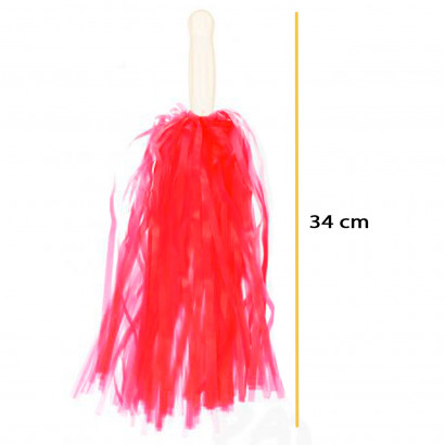 Pompones de animadora de plástico, deporte, complemento de disfraz, carnaval, halloween, cosplay, fiesta, baile, adulto, 34 cm, rojo