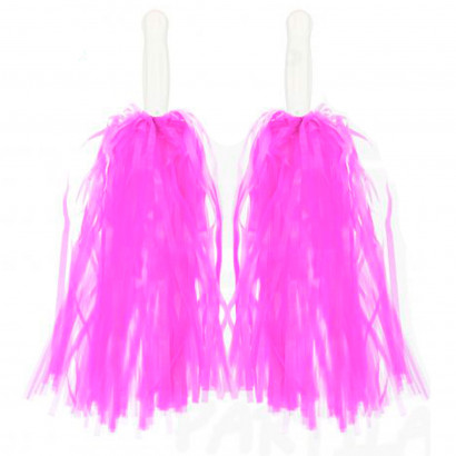 Pompones para animadora, plástico, deporte, complemento de disfraz, carnaval, halloween, cosplay, fiesta, baile, adulto, 34 cm, fucsia