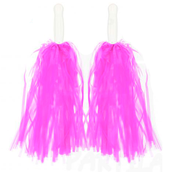 Pompones para animadora, plástico, deporte, complemento de disfraz, carnaval, halloween, cosplay, fiesta, baile, adulto, 34 cm, fucsia