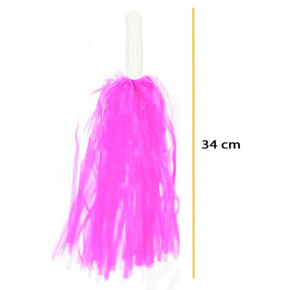 Pompones para animadora, plástico, deporte, complemento de disfraz, carnaval, halloween, cosplay, fiesta, baile, adulto, 34 cm, fucsia