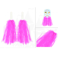 Pompones para animadora, plástico, deporte, complemento de disfraz, carnaval, halloween, cosplay, fiesta, baile, adulto, 34 cm, fucsia