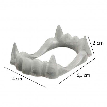 Dientes de vampiro color blanco para jóvenes y adulto, complementos para carnaval, halloween y celebraciones. 2 x 4 x 6,5 cm