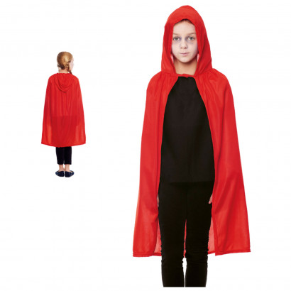 Capa de punto infantil con capucha, accesorio disfraz de vampiro, superhéroe, carnaval, halloween, cosplay, fiestas, niños, talla única, 90 cm, rojo