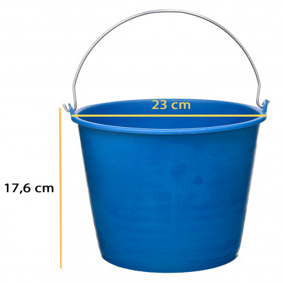 Pamex - Cubo engomado de plástico reciclado con asa metálica, recipiente multiusos, limpieza, jardinería, color azul, 6 litros, 17,6 x 23 cm