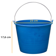 Pamex - Cubo engomado de plástico reciclado con asa metálica, recipiente multiusos, limpieza, jardinería, color azul, 6 litros, 17,6 x 23 cm