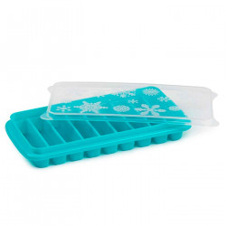 Tradineur - Cubitera de plástico, molde para 9 cubitos de hielo alargados, incluye tapa, cócteles, refrescos (Color surtido - 26