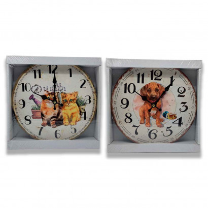 Reloj de madera con números redondo, diseño clásico, funcionamiento a pilas, decoración del hogar, cocina, salón, dormitorio, 25 cm de diámetro, color aleatorio