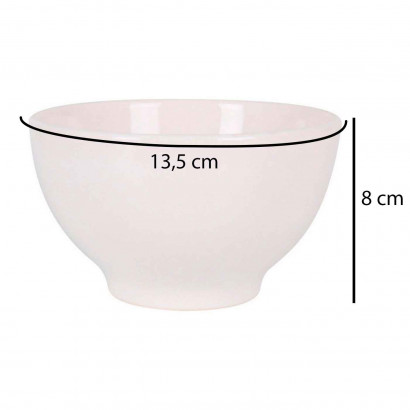 Bol clásico cerámica blanca, ideal para desayunar, tomar sopa, aperitivos. Apto para lavavajillas y microondas. Diametro: 13,5 cm