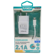 Cargador de móvil, modelo 2.1A, carga rápida, smartphone, para enchufe de pared, hogar, viaje, cable de 100 cm, blanco