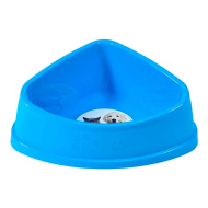 Comedero bebedero triangular para las mascotas del hogar, plato,bandeja, perro, gato. Capacidad de 0,6 L Color surtido. 7,5 x 19 x 15 cm