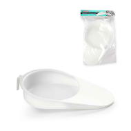 Orinal sanitario de plastico color blanco, para usar en el hogar, baño, medico, trabajo, hospita o cuidado de personas dependientes.  9,5 x 27 x 46 cm