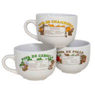 Taza jumbo de cerámica surtido , tazón desayuno, café, infusiones, diseño clásico, resistente y duradera, apta para lavavajillas y microondas. 450 ml. 11 x 14 x 9 cm