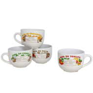 Taza jumbo de cerámica surtido , tazón desayuno, café, infusiones, diseño clásico, resistente y duradera, apta para lavavajillas y microondas. 450 ml. 11 x 14 x 9 cm