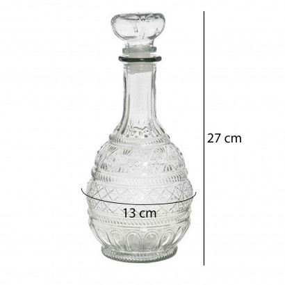 Licorera de cristal Arabia 1000 ml de capacidad para fiestas, reuniones, guardar whisky u otras bebidas. 27 x 13 x 13 cm