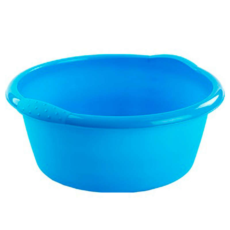 Tradineur - Barreño redondo de plástico con asas, cubo multiusos, recipiente, limpieza, ligero y resistente, labores del hogar, Tradineur - Barreño redondo de plástico con asas, cubo multiusos, recipiente, limpieza, ligero y resistente, labores del hogar,