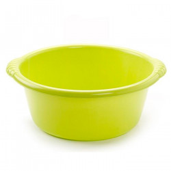 Tradineur - Barreño redondo de plástico con asas, cubo multiusos, recipiente, limpieza, ligero y resistente, labores del hogar,