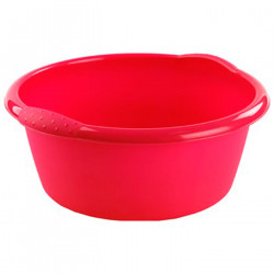 Tradineur - Barreño redondo de plástico con asas, cubo multiusos, recipiente, limpieza, ligero y resistente, labores del hogar,