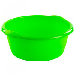 Tradineur - Barreño redondo de plástico con asas, cubo multiusos, recipiente, limpieza, ligero y resistente, labores del hogar,